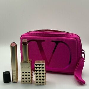 Valentino Spiked Matte Lipstick Set with Refill & Pink Mini Pouch